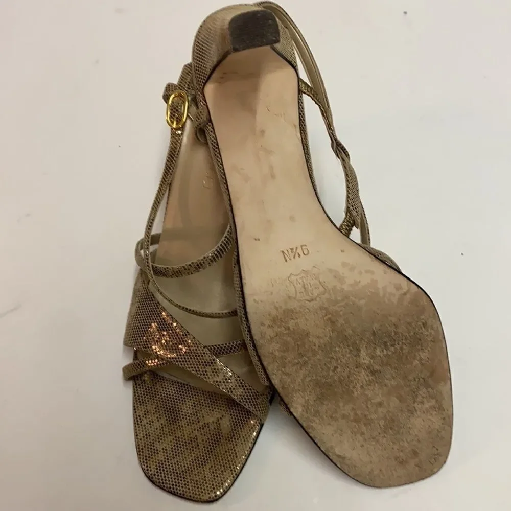 Sesto Meucci Size 8‎ Gold Metallic leather Heels size 9.5N A10
